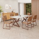 Ver imagem 1 de Conjunto Sala de Jantar Mesa 160x90cm Base Império Tampo MDF Laca com Vidro Napoli Marrom