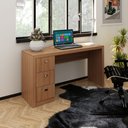 Ver imagem 1 de Mesa Escrivaninha para Escritório Home Office 136cm com 3 Gavetas Me4102 Cor:amêndoa