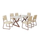 Ver imagem 2 de Conjunto Sala de Jantar Mesa 160x90cm Base Império Tampo MDF Laca com Vidro Napoli Marrom/Creme