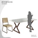 Ver imagem 5 de Conjunto Sala de Jantar Mesa 160x90cm Base Império Tampo MDF Laca com Vidro Napoli Marrom/Creme