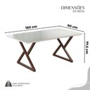Ver imagem 3 de Conjunto Sala de Jantar Mesa 160x90cm Base Império Tampo MDF Laca com Vidro Napoli Marrom/Creme