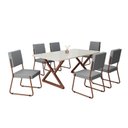 Ver imagem 2 de Conjunto Sala de Jantar Mesa 160x90cm Base Império Tampo MDF Laca com Vidro Napoli Marrom/Grafite