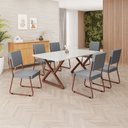 Ver imagem 1 de Conjunto Sala de Jantar Mesa 160x90cm Base Império Tampo MDF Laca com Vidro Napoli Marrom/Grafite