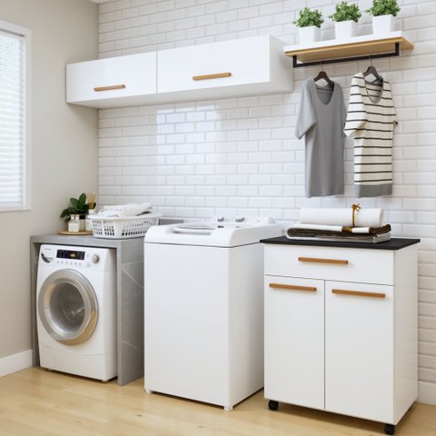 Lavanderia Modulada 2 Armários Aéreo e Balcão Magé