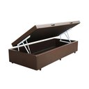 Ver imagem 1 de Base Cama Box Baú Solteiro Couro Sintético Marrom 43x88x188