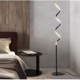 Luminária Chão Moderna Luxo Slim Coluna Metálica + Perfil Espiral Led Integrado - 1,40m - Preto - 4