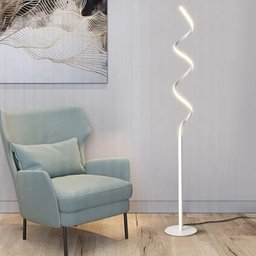 Luminária Chão Moderna Luxo Slim Coluna Metálica + Perfil Espiral Led Integrado - 1,40m - Preto - 2