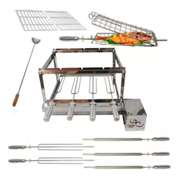Kit Gira Grill 4 Espeto Inox Direito - 1