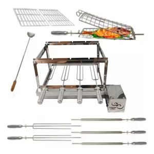 Kit Gira Grill 4 Espeto Inox Direito