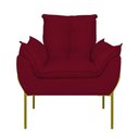 Ver imagem 3 de Poltrona Sofá Luxo Base Metal Dourada Recepção Escritório Vermelho