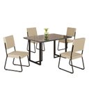 Ver imagem 2 de Conjunto Sala de Jantar Mesa 120x90cm Base Lunna Tampo MDF Laca com Vidro Napoli Preto/Creme