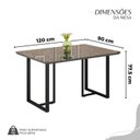 Ver imagem 3 de Conjunto Sala de Jantar Mesa 120x90cm Base Lunna Tampo MDF Laca com Vidro Napoli Preto/Creme