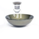 Ver imagem 1 de CUBA DE VIDRO REDONDA 42CM OURO ENVELHECIDO + VÁLVULA CLICK