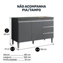 Ver imagem 4 de Balcão Gabinete Cozinha Andréia 120cm 2 Portas sem Tampo Mdp Cinza - Desk Design