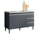 Ver imagem 2 de Balcão Gabinete Cozinha Andréia 120cm 2 Portas sem Tampo Mdp Cinza - Desk Design