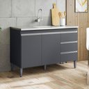 Ver imagem 1 de Balcão Gabinete Cozinha Andréia 120cm 2 Portas sem Tampo Mdp Cinza - Desk Design