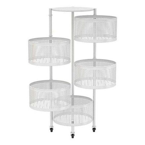 Carrinho Organizador de Cozinha 5 Níveis Dobrável com Rodas:branco