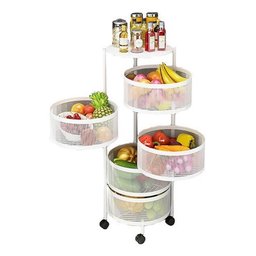 Carrinho Organizador de Cozinha 5 Níveis Dobrável com Rodas:branco - 3