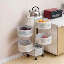 Carrinho Organizador de Cozinha 5 Níveis Dobrável com Rodas:branco - 8