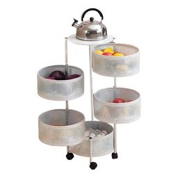 Carrinho Organizador de Cozinha 5 Níveis Dobrável com Rodas:branco - 9