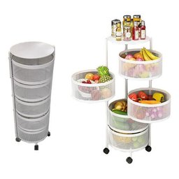 Carrinho Organizador de Cozinha 5 Níveis Dobrável com Rodas:branco - 10