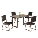 Ver imagem 2 de Conjunto Sala de Jantar Mesa 120x90cm Base Lunna Tampo MDF Laca com Vidro Napoli Marrom/Preto