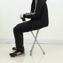 Ver imagem 7 de Bengala Banco Banqueta Cadeira Assento Dobravel Apoio Ortopedico Alça 2 Em 1 Tripe Idoso Descanso Fi