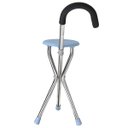 Ver imagem 4 de Bengala Banco Banqueta Cadeira Assento Dobravel Apoio Ortopedico Alça 2 Em 1 Tripe Idoso Descanso Fi