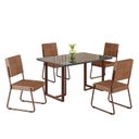Ver imagem 2 de Conjunto Sala de Jantar Mesa 120x90cm Base Lunna Tampo MDF Laca com Vidro Napoli Marrom