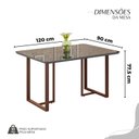 Ver imagem 3 de Conjunto Sala de Jantar Mesa 120x90cm Base Lunna Tampo MDF Laca com Vidro Napoli Marrom/Creme