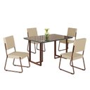 Ver imagem 2 de Conjunto Sala de Jantar Mesa 120x90cm Base Lunna Tampo MDF Laca com Vidro Napoli Marrom/Creme