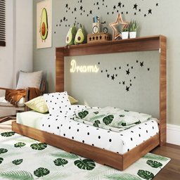 Cama Articulável Solteiro Phoenix Horizontal para Parede Nogal Cs090 Art In Móveis - 1