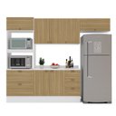 Ver imagem 4 de Cozinha Pérola 4 Peças Torre Quente Aéreo 3 Portas e Balcão 2 Gavetas 3 Portas com Tampo Yescasa Branco/Castanho