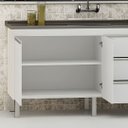 Ver imagem 3 de Gabinete Cozinha 144cm 100% MDF 3 Gavetas 2 Portas Multiuso:Preto/Preto