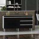 Ver imagem 1 de Gabinete Cozinha 144cm 100% MDF 3 Gavetas 2 Portas Multiuso:Preto/Preto