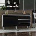 Ver imagem 5 de Gabinete Cozinha 144cm 100% MDF 3 Gavetas 2 Portas Multiuso:Preto/Preto