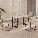 Ver imagem 1 de Conjunto Sala de Jantar Mesa 120x90cm Base Lunna Tampo MDF Laca com Vidro Napoli Preto/Creme