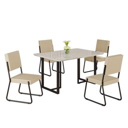 Conjunto Sala de Jantar Mesa 120x90cm Base Lunna Tampo Mdf Laca com Vidro Napoli - 2