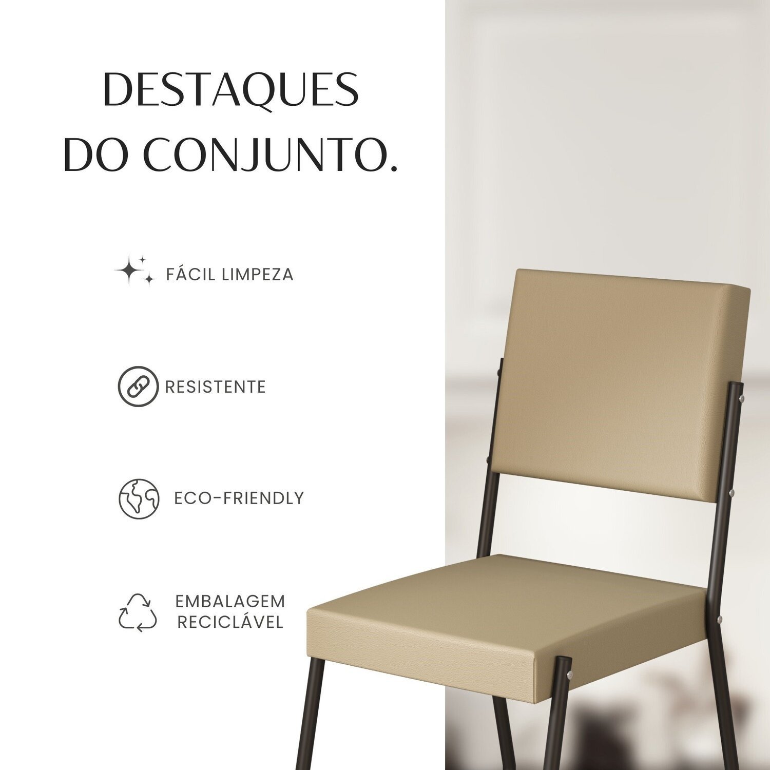 Conjunto Sala de Jantar Mesa 120x90cm Base Lunna Tampo Mdf Laca com Vidro Napoli - 11