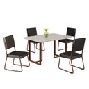 Ver imagem 2 de Conjunto Sala de Jantar Mesa 120x90cm Base Lunna Tampo MDF Laca com Vidro Napoli Marrom/Preto