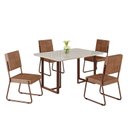 Ver imagem 2 de Conjunto Sala de Jantar Mesa 120x90cm Base Lunna Tampo MDF Laca com Vidro Napoli Marrom
