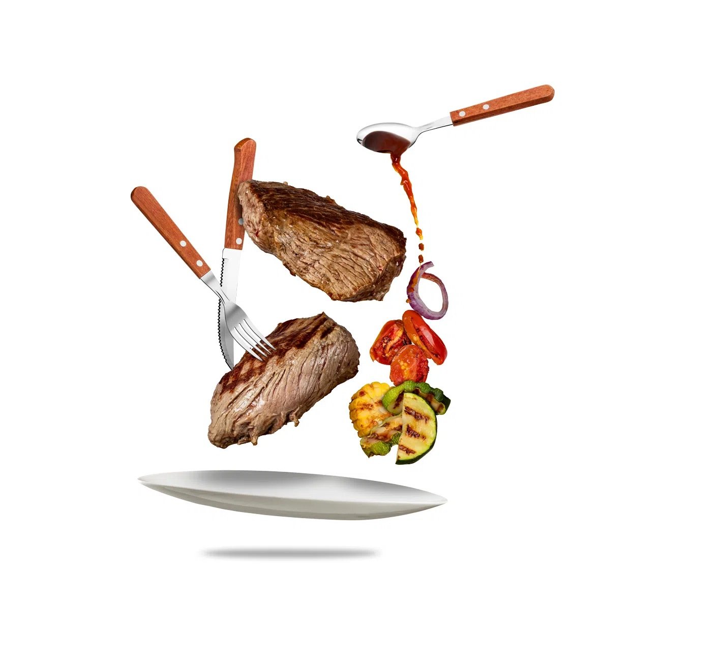 Jogo de talheres de mesa para carne lâmina Inox cabo madeira 24pçs UP Home - 3
