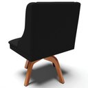 Ver mais imagens de Cadeira Decorativa Sala de Jantar Base Giratória de Madeira Firenze Linho Preto/Natural G19 - Gran B
