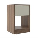 Ver imagem 2 de Mesa de Cabeceira Cor Castanh/off Retro com Gaveta e Nicho