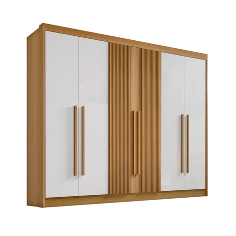 Guarda Roupa Athos 6 Portas Ripado 100% MDF D`Doro Móveis
