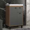 Ver imagem 1 de Gabinete de Banheiro 60cm com Lavatório Ref 630 Cewal - Itapuã/cinza Sagrado