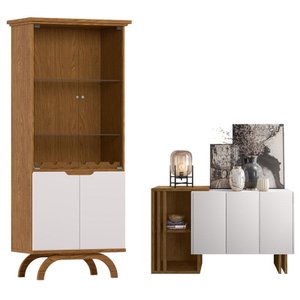 Cristaleira Vicenza com Aparador Buffet Berlim Ype Off White – New Ceval