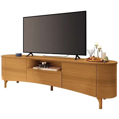 Rack Bancada Tv 80 Pol 201cm Desing Orgânico Elara Cinamomo - Hb Móveis