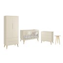 Ver imagem 1 de Dormitório Theo 2 Portas e Mesa de Canto Areia Fosco com Pés Madeira Natural Reller Móveis Areia