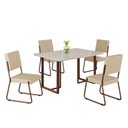 Ver imagem 2 de Conjunto Sala de Jantar Mesa 120x90cm Base Lunna Tampo MDF Laca com Vidro Napoli Marrom/Creme